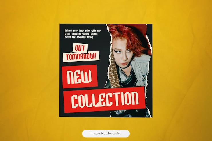 PSD red grunge fashion nueva colección de publicaciones en las redes sociales