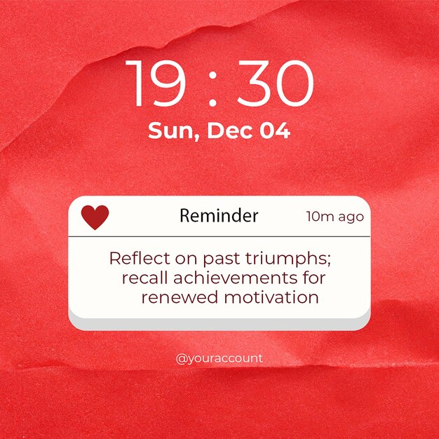 Red heart reminder zitiert einen instagram-post