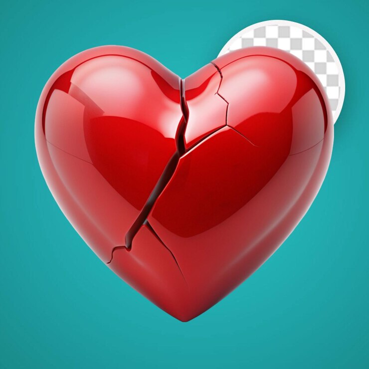 Red heart with cracked