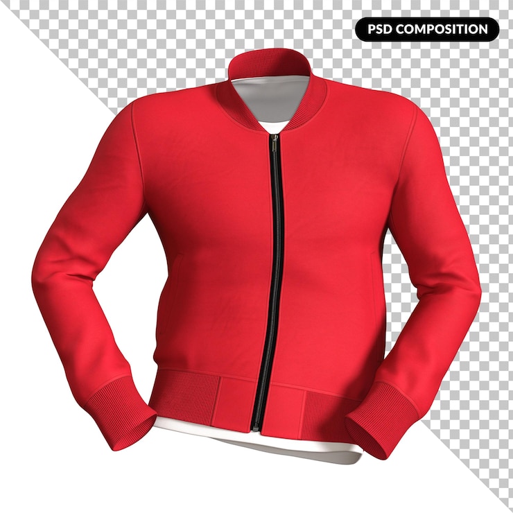 PSD red hoodie jacket isolated 3d