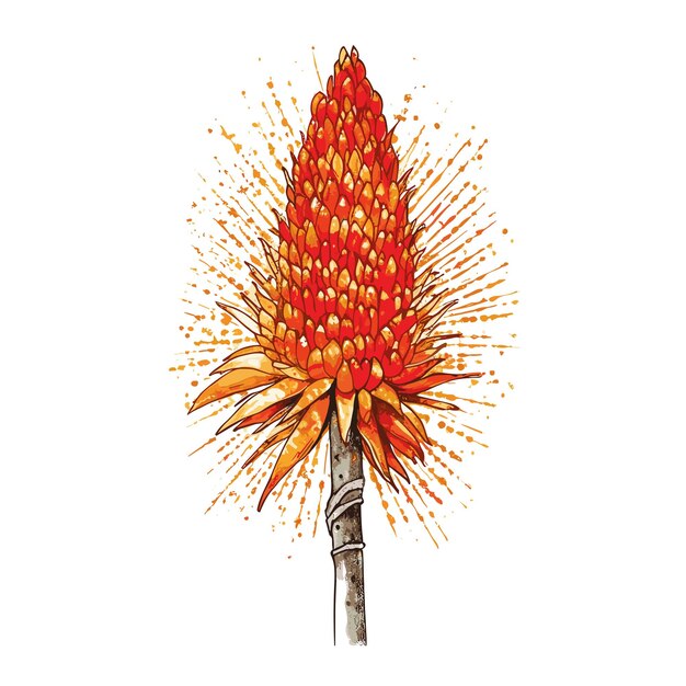 Red hot poker acuarela diseño de camiseta gráfico ilustración acuarela png psd