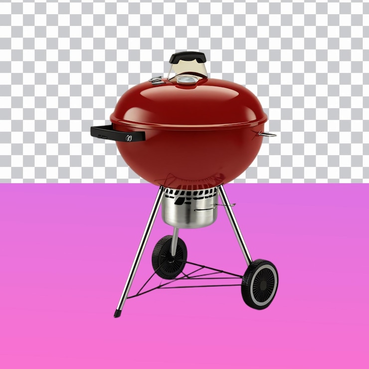 PSD red kettle grill está aislado.