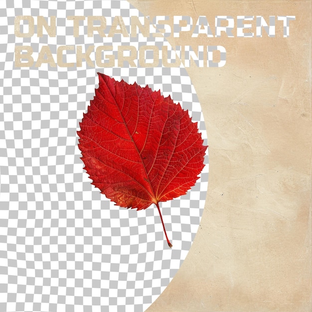 PSD a red leaf with the words  not on it  on a checkered background