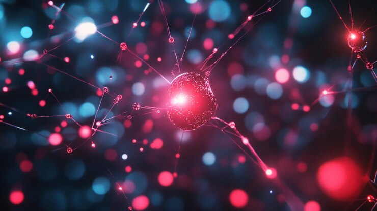 PSD red neuronal brillante abstracta con conexiones y nodos