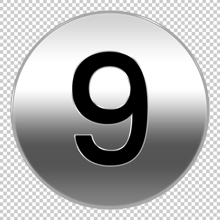 PSD red number 9 icon template transparent red circle number