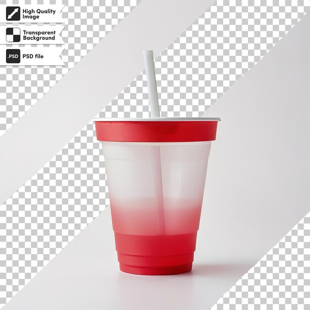 PSD a red plastic cup with a straw in it that says  nofox  on it