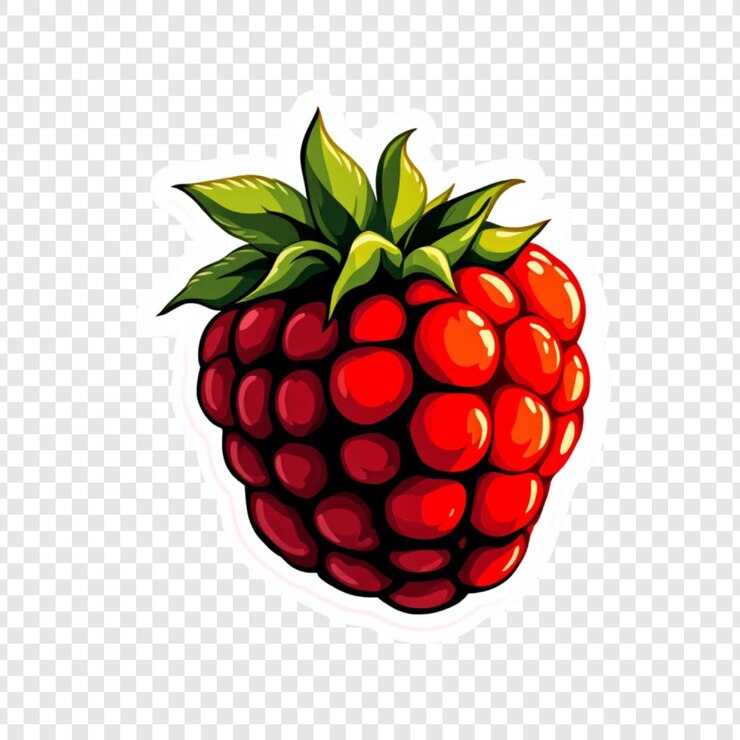 PSD red raspberry fruit sticker köstliche sommerbeeren süßer geschmack