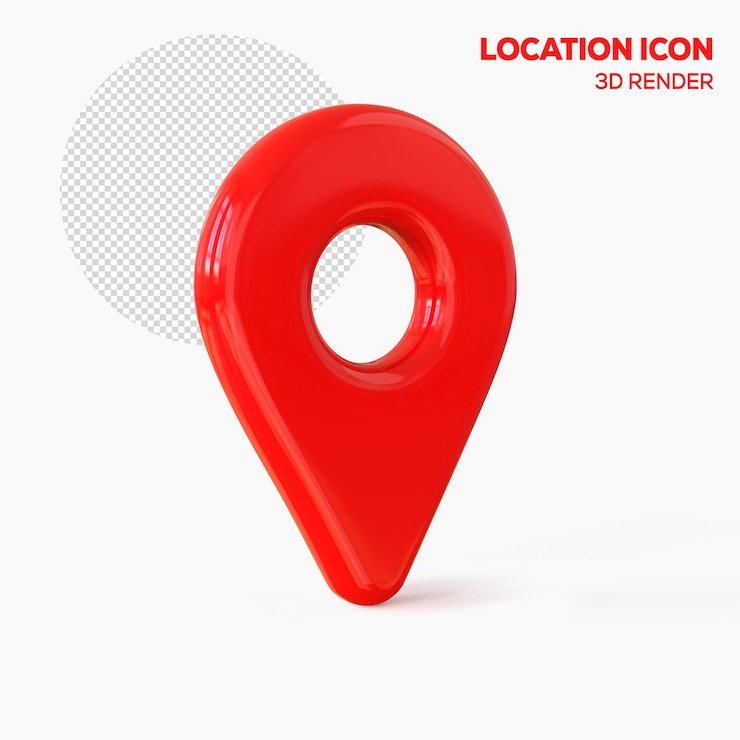 PSD red realistic 3d map pin gps pointer markers pointer location icon