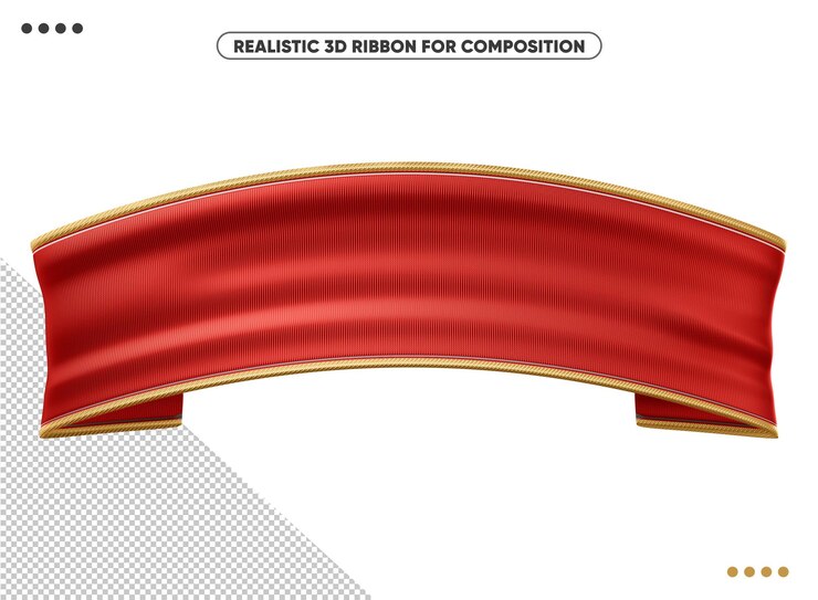 PSD red realistic 3d ribbon for compositing