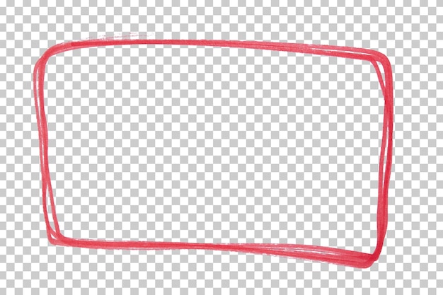 Red rectangle frame highlight drawn with marker pen on transparent background