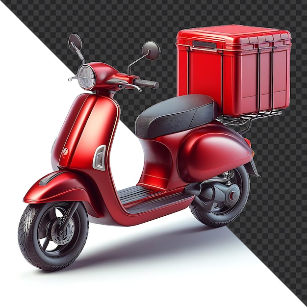 PSD red retro vintage scooter isolado em fundo transparente transporte pessoal moderno