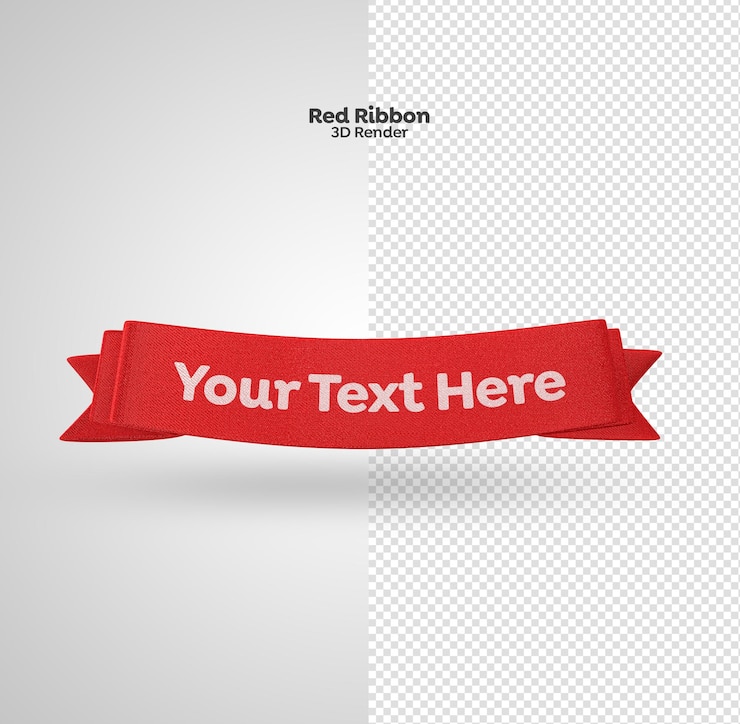 PSD red ribbon 3d render aislado para redes sociales