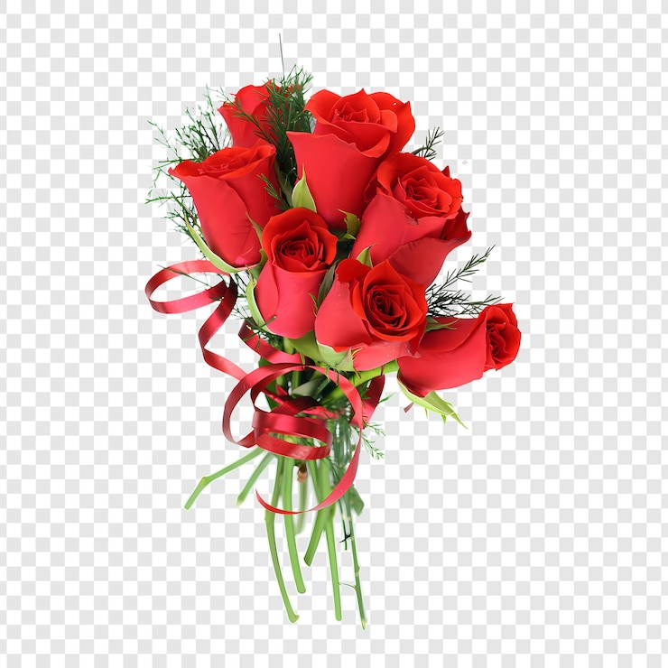 PSD red rose bouquet