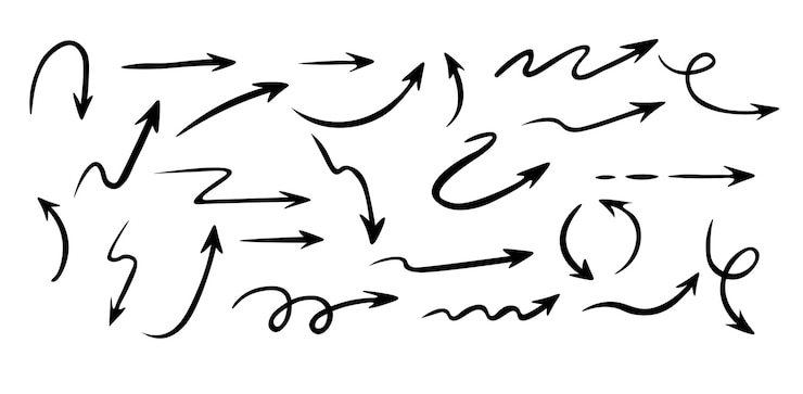 PSD red scribble arrows hand drawn sketch style su sfondo marrone