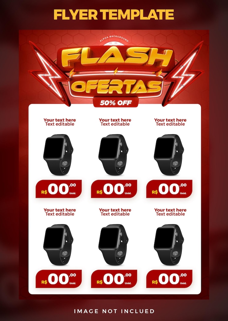 PSD red social media flash offers promotion flyer template 3d render