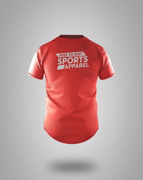 Red Sports Apparel Jersey Back View Mockup