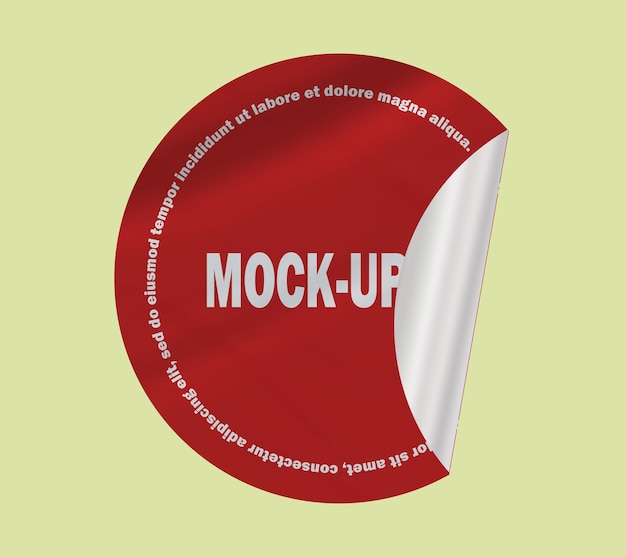 Red Sticker Mockup Design