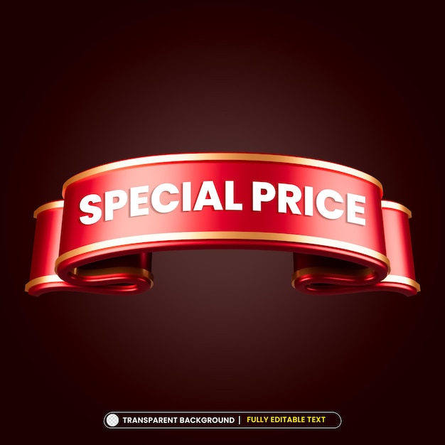 Red tag prezzo speciale rendering 3d isolato
