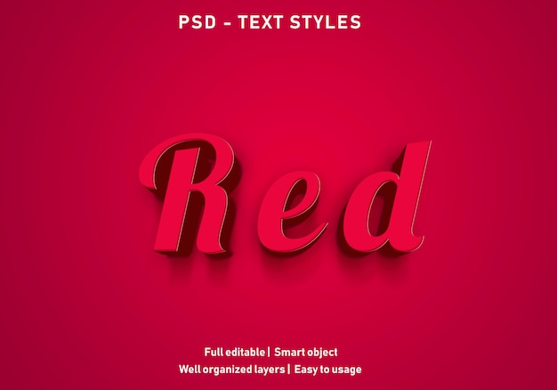 Red Text Effekte Stil bearbeitbare psd