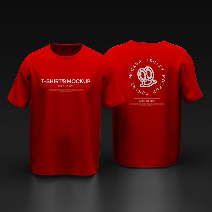 Red TShirt Mockup in Dark Background