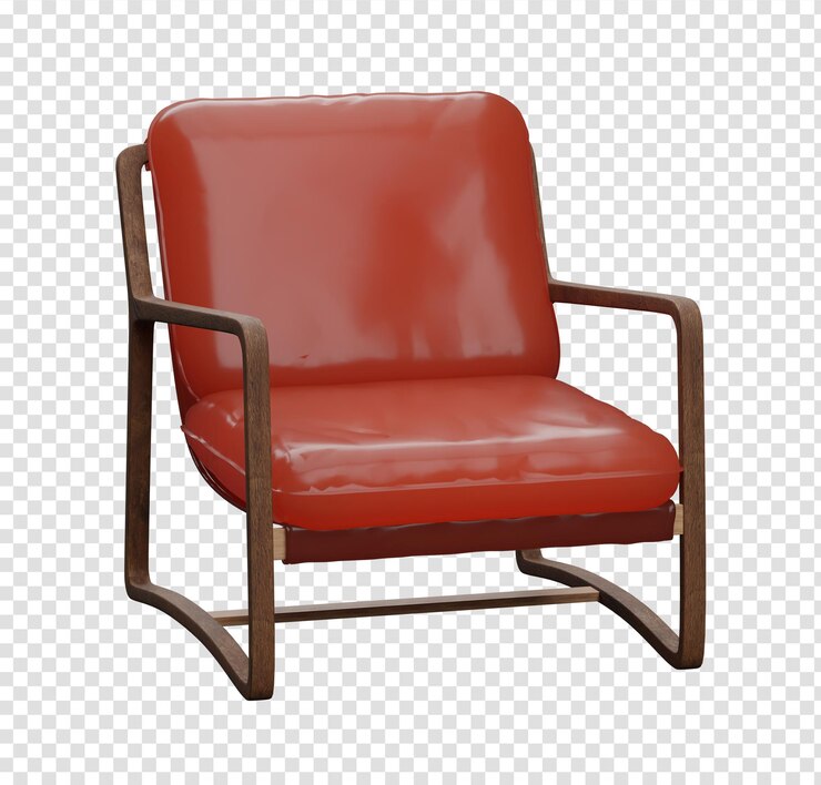 PSD red vintage chair with wooden frame