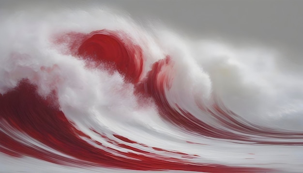 PSD red wave oil painting using brush technique