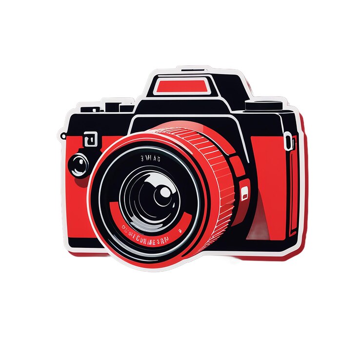 red wide angle 35mm film camera Sticker Decal
