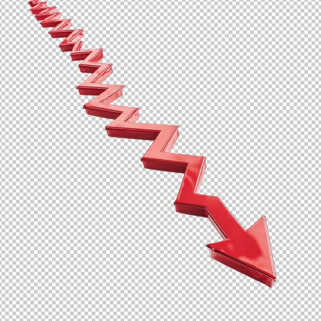 Red Zigzag Arrow Declining Trend