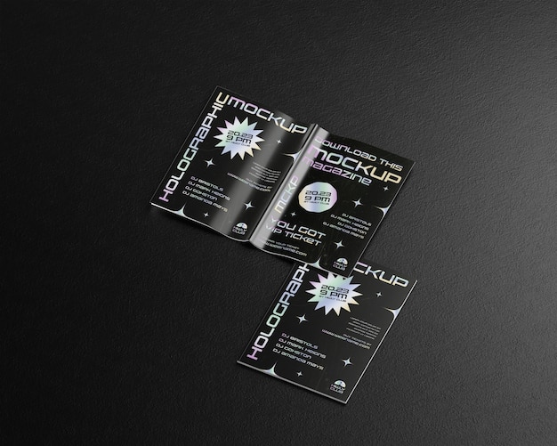 Redaktionelles Element-Mock-up-Design mit holografischem Effekt