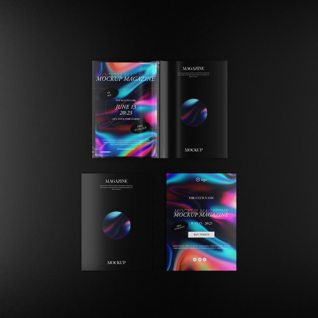 Redaktionelles Element-Mock-up-Design mit holografischem Effekt