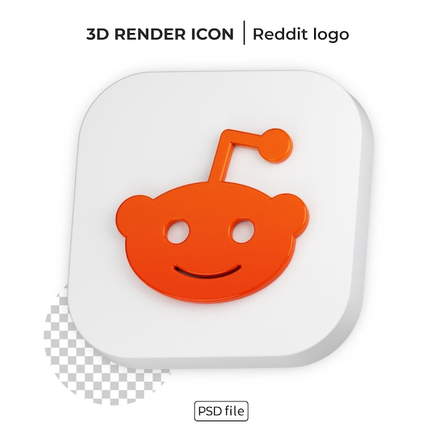 Reddit 3d render logo de redes sociales