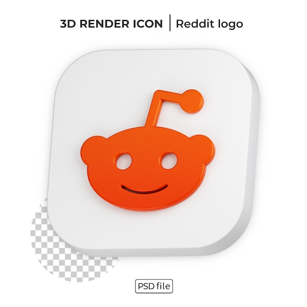 PSD reddit 3d render logo de redes sociales