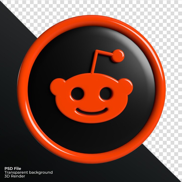 PSD reddit social media logo icon 3d render fondo transparente