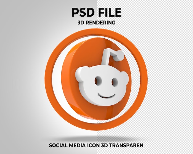 PSD reddit social media logo transparente 3d