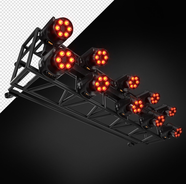 rede de metal com canhões de luz de LED avermelhados