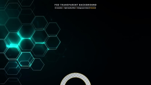 PSD rede hexagonal verde em fundo transparente