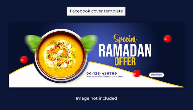 Rede social de venda de alimentos especiais do ramadã design de modelo de postagem de capa do facebook