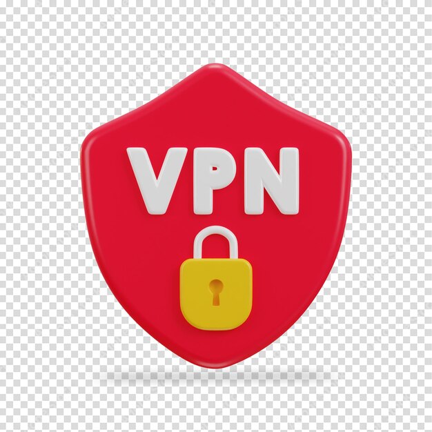 Rede vpn segura em 3d com ícone de cadeado