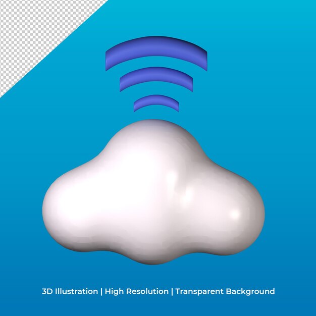 PSD rede wifi em nuvem 3d