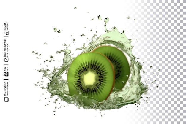 PSD redemoinho de respingo de kiwi verde psd de qualidade premium com design abstrato