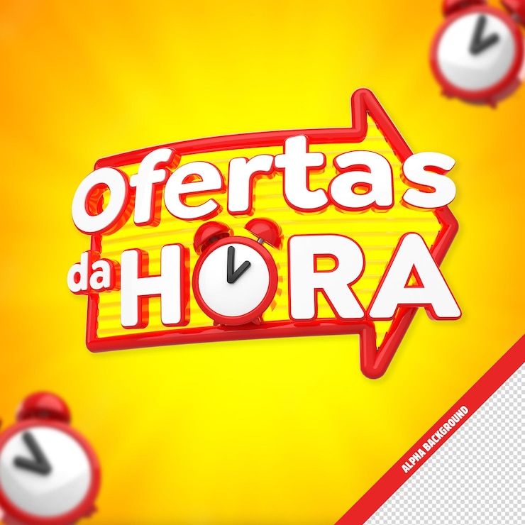 PSD reder 3d para propaganda escrita ofertas da hora 3d render para propaganda escrita ofertas