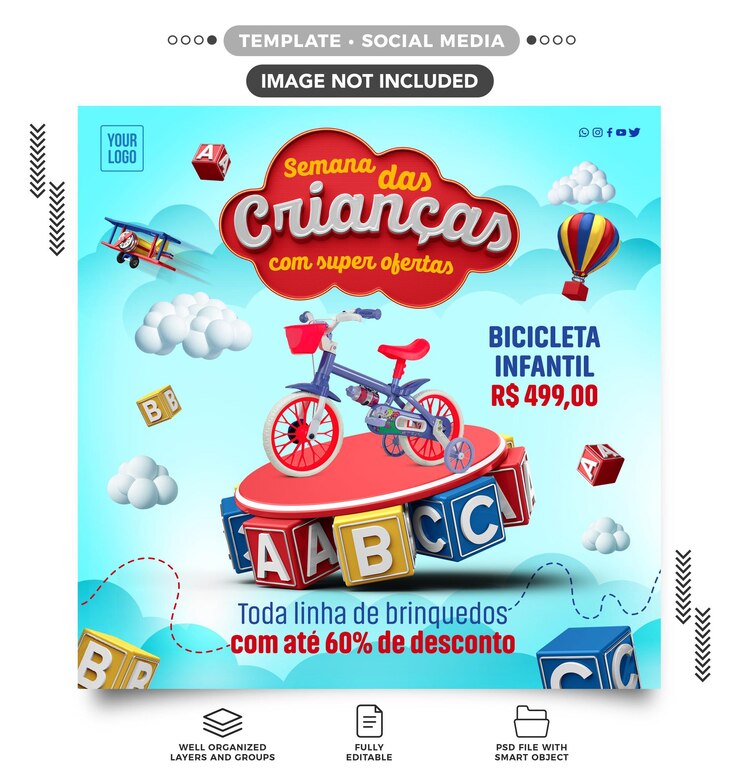 PSD redes sociais alimentam semana infantil com super ofertas
