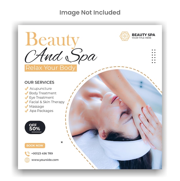 Redes sociais de beleza e spa ou design de modelo de postagem do instagram