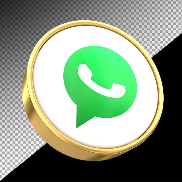 PSD redes sociais de ícone do whatsapp 3d com estilos de ouro