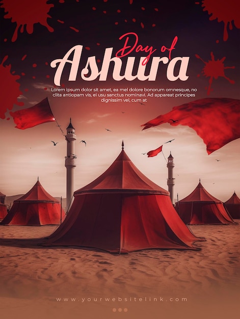 PSD redes sociais de muharram ashura publicam red camping no deserto