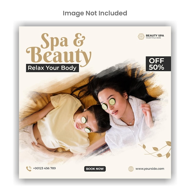 PSD redes sociais de spa e cuidados de beleza ou design de modelo de postagem do instagram