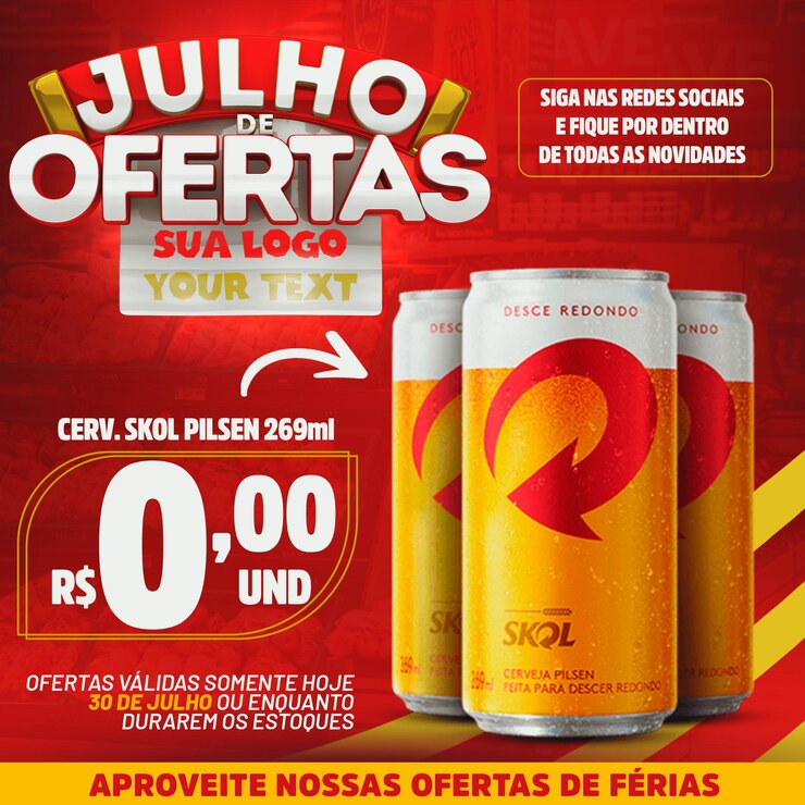 PSD redes sociais julho de ofertas para feed