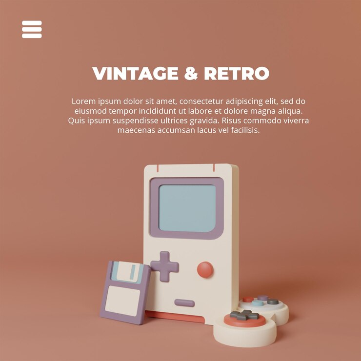 PSD redes sociais retrô do jogo de renderização 3d
