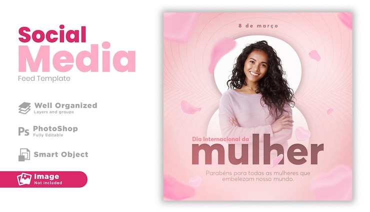 PSD las redes sociales alimentan el feliz día internacional de la mujer para campañas de marketing en brasil en portugués