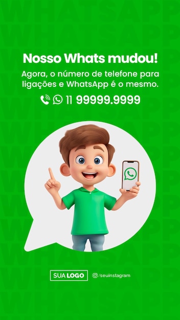 PSD las redes sociales atencao para nosso whatsapp mudou la atención a nuestro whatsapp ha cambiado